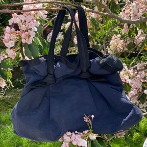 Lanvin Paris navy & black ruffle tote bag